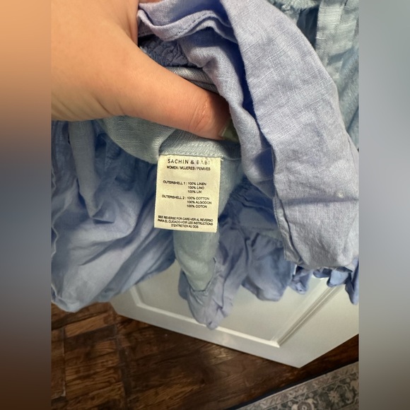 Anthropologie Sachin & Babi Linen Halter Blouse top size M blue halter top - Picture 10 of 10